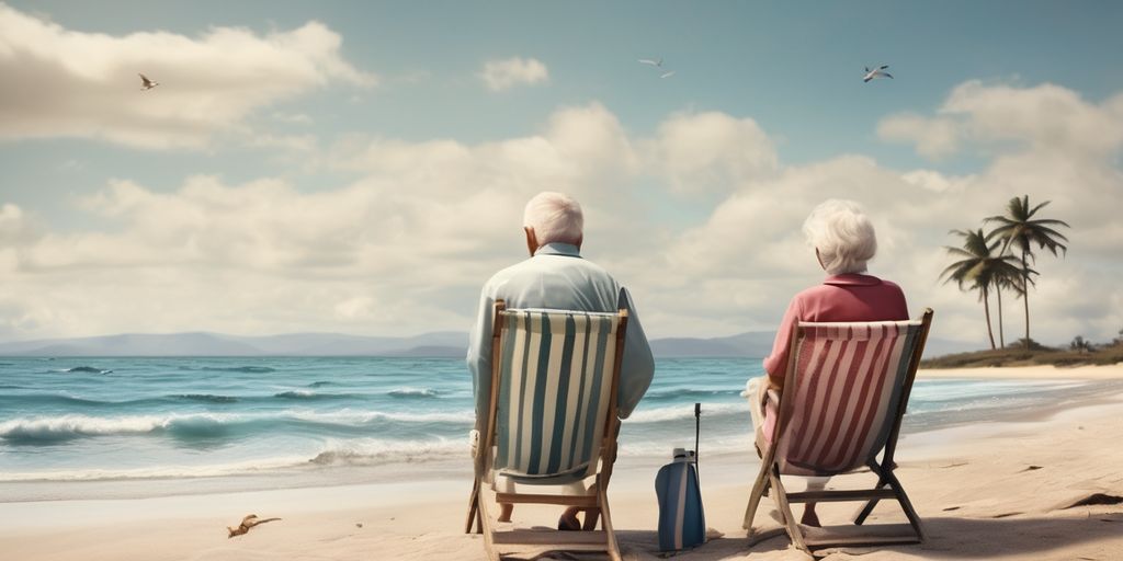 retired couple on a beach