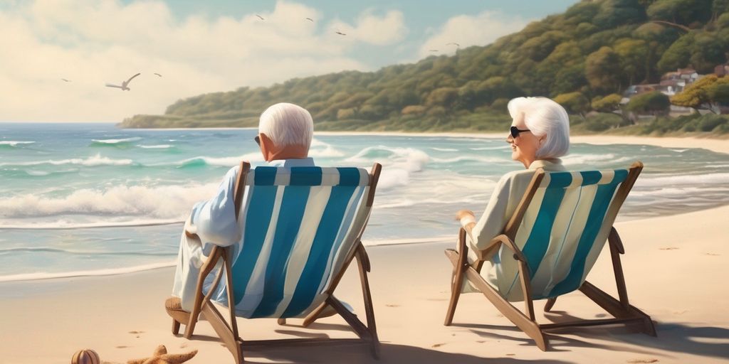 retired couple on a beach