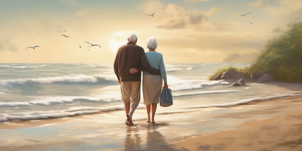 retired couple on a beach