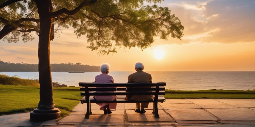 Elderly couple enjoying sunset