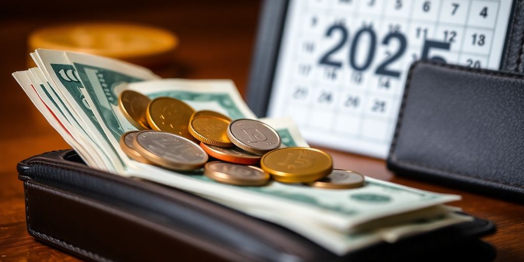 Wallet with cash and coins, representing financial planning.