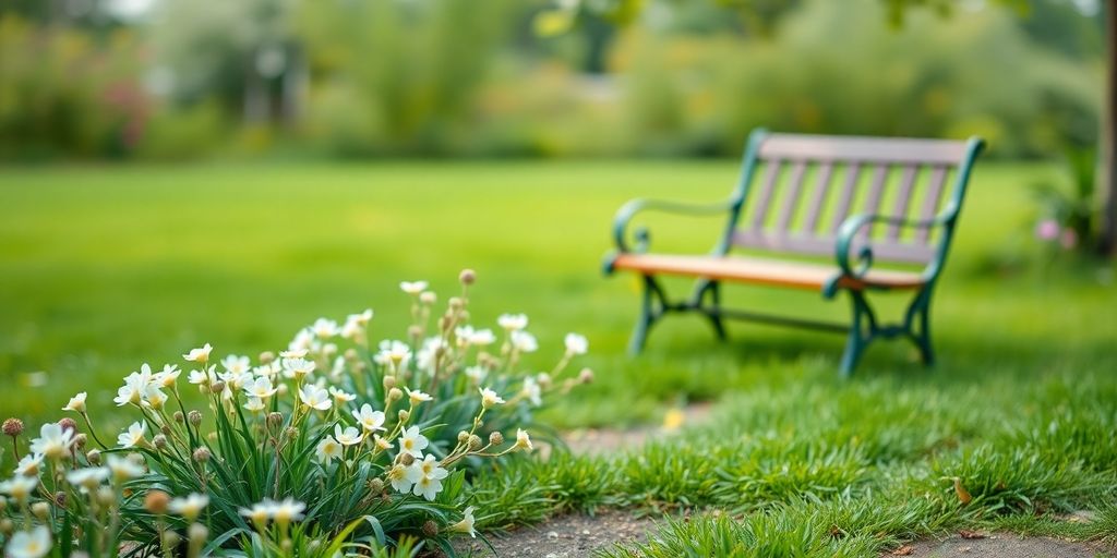 Retiree garden scene symbolizing tranquility and financial security.