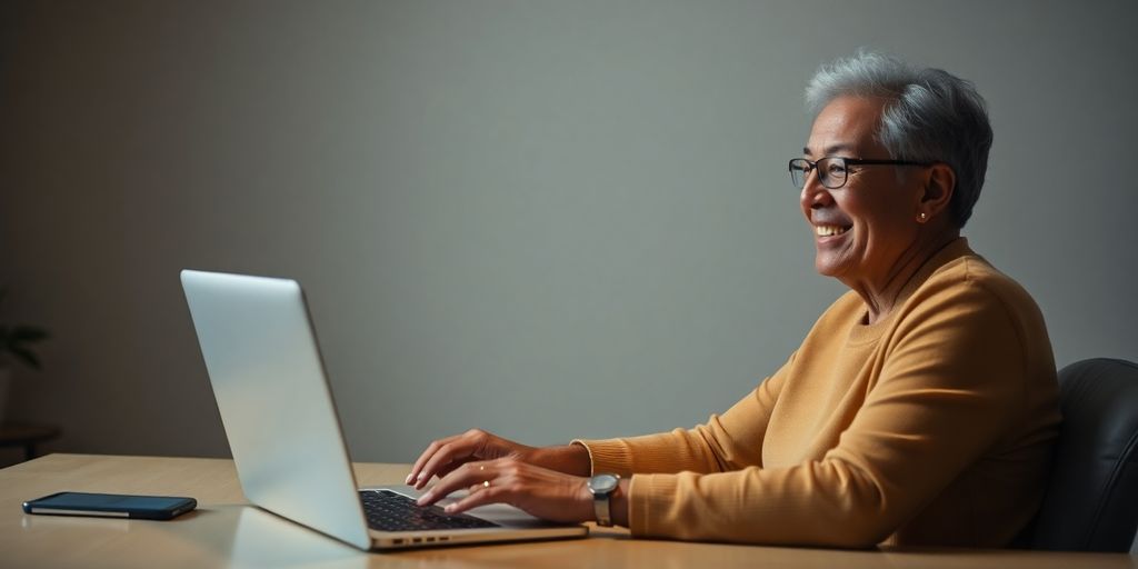 Person using a laptop for Social Security access.